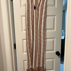 Striped Knit Sweater with Fringe